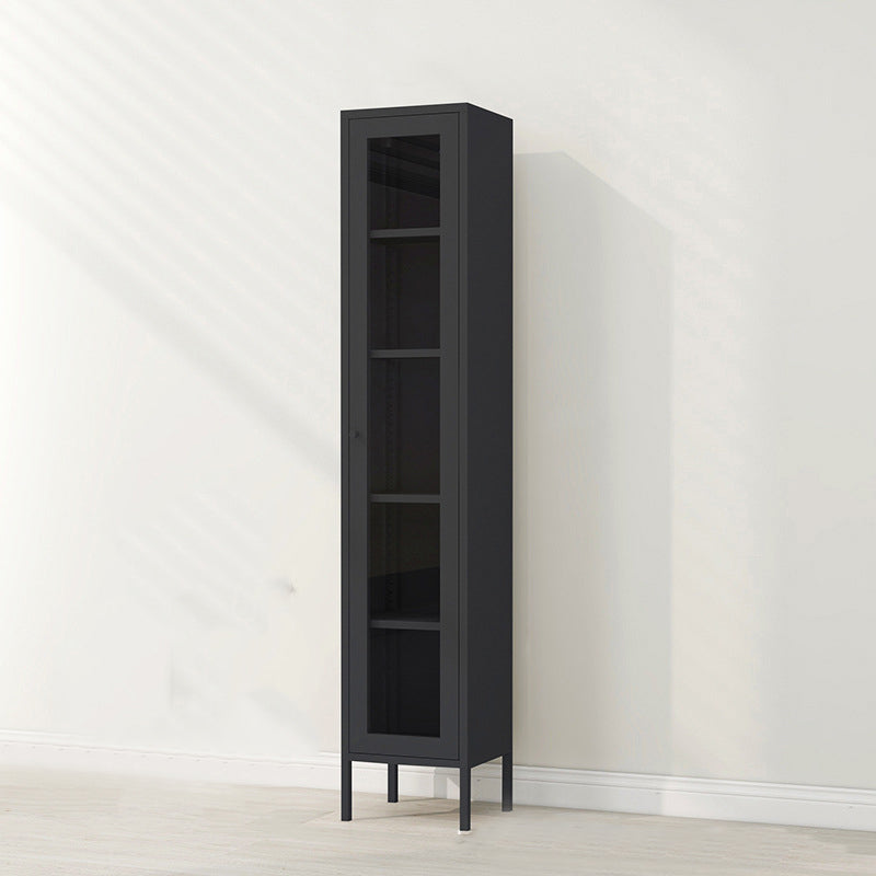 Metal Bookshelf Scandinavian Style Bookcase with Door for Office Home Black 1 Clearhalo 'Bookcases' 'furn' 'furn_bookcases' 'Furniture' 'furniture_bookcases' 'Office Furniture' 5021825