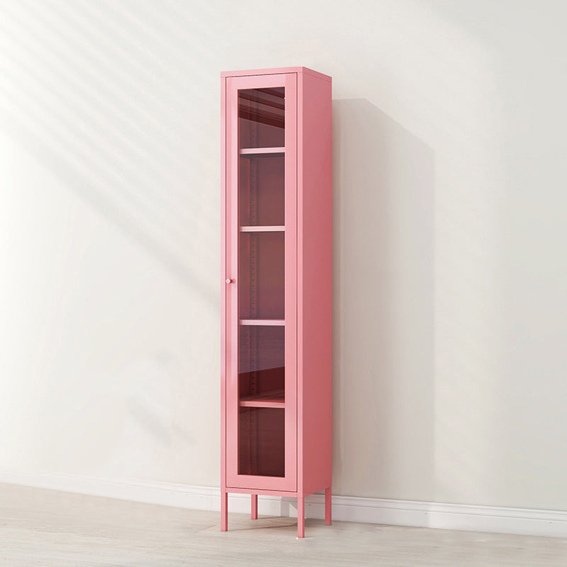 Metal Bookshelf Scandinavian Style Bookcase with Door for Office Home Pink 1 Clearhalo 'Bookcases' 'furn' 'furn_bookcases' 'Furniture' 'furniture_bookcases' 'Office Furniture' 5021826
