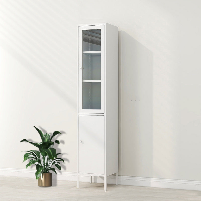 Metal Bookshelf Scandinavian Style Bookcase with Door for Office Home White 2 Clearhalo 'Bookcases' 'furn' 'furn_bookcases' 'Furniture' 'furniture_bookcases' 'Office Furniture' 5021829