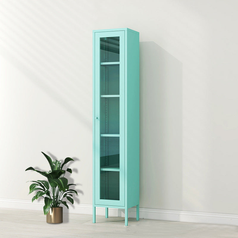 Metal Bookshelf Scandinavian Style Bookcase with Door for Office Home Blue 1 Clearhalo 'Bookcases' 'furn' 'furn_bookcases' 'Furniture' 'furniture_bookcases' 'Office Furniture' 5021830