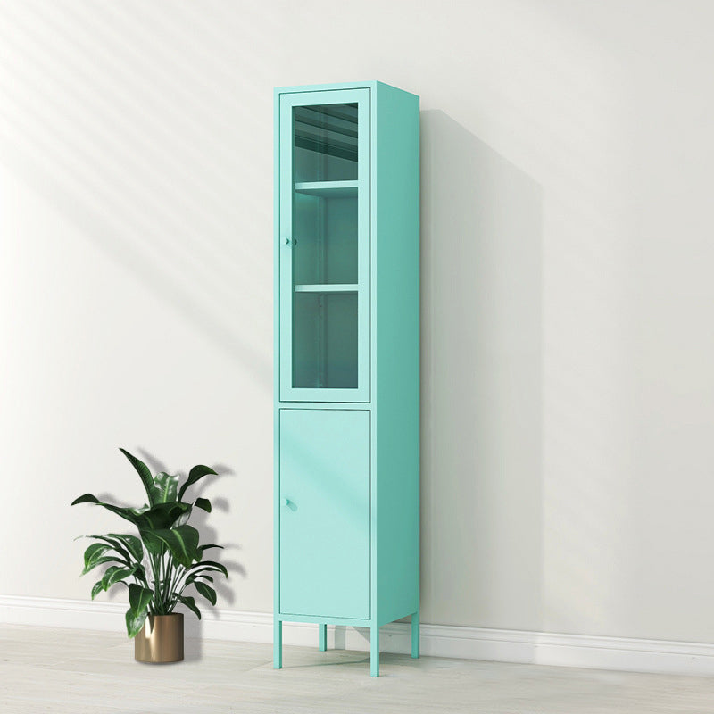 Metal Bookshelf Scandinavian Style Bookcase with Door for Office Home Blue 2 Clearhalo 'Bookcases' 'furn' 'furn_bookcases' 'Furniture' 'furniture_bookcases' 'Office Furniture' 5021831