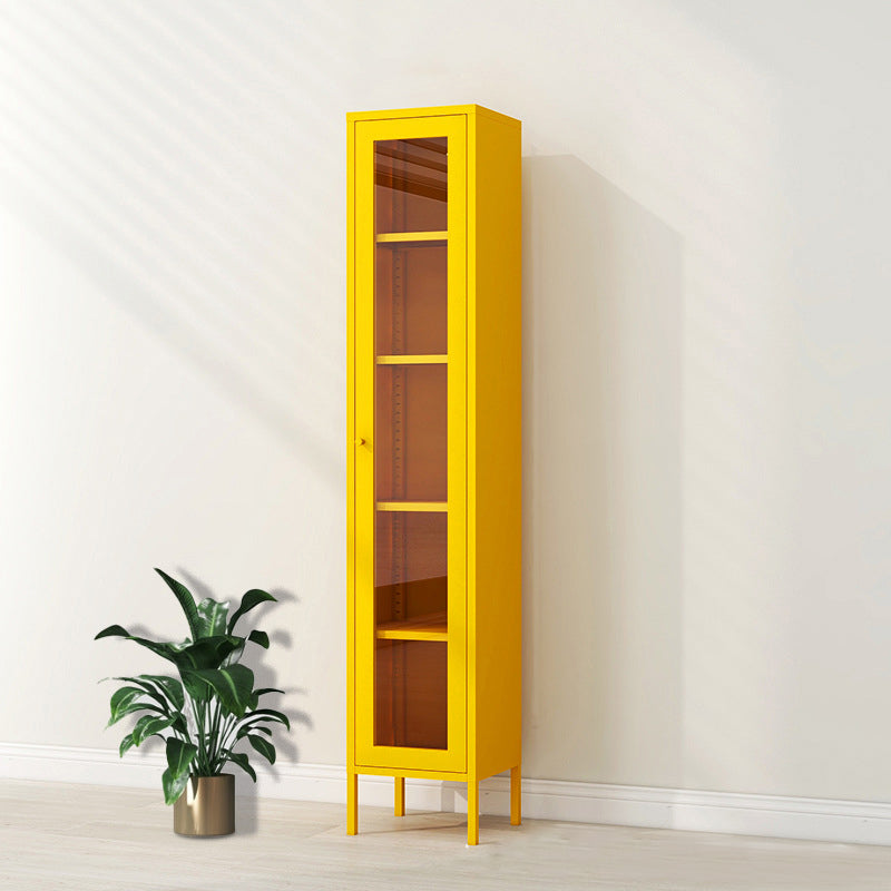 Metal Bookshelf Scandinavian Style Bookcase with Door for Office Home Yellow 1 Clearhalo 'Bookcases' 'furn' 'furn_bookcases' 'Furniture' 'furniture_bookcases' 'Office Furniture' 5021832