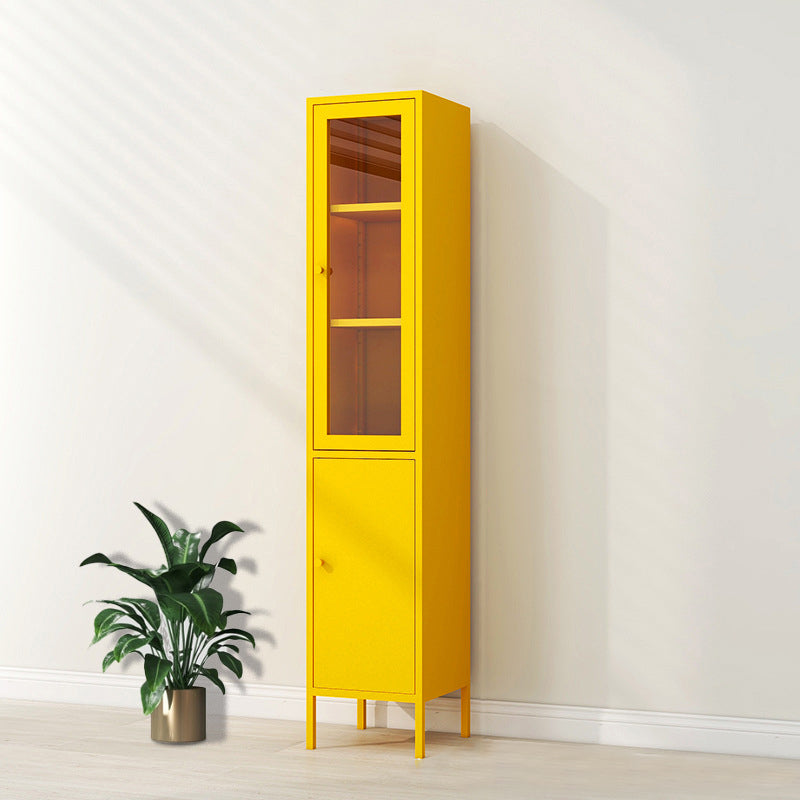 Metal Bookshelf Scandinavian Style Bookcase with Door for Office Home Yellow 2 Clearhalo 'Bookcases' 'furn' 'furn_bookcases' 'Furniture' 'furniture_bookcases' 'Office Furniture' 5021833