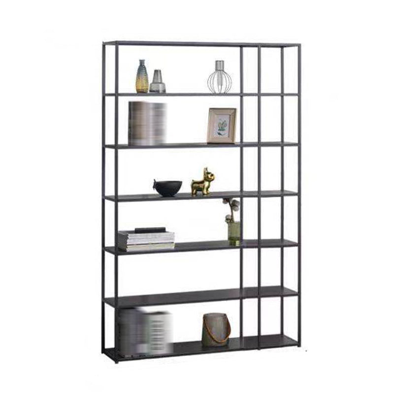 Open Back Bookshelf Contemporary Style Bookcase for Office Study Room 47.2"L x 11.8"W x 70.9"H Black Clearhalo 'Bookcases' 'furn' 'furn_bookcases' 'Furniture' 'furniture_bookcases' 'Office Furniture' 5021852