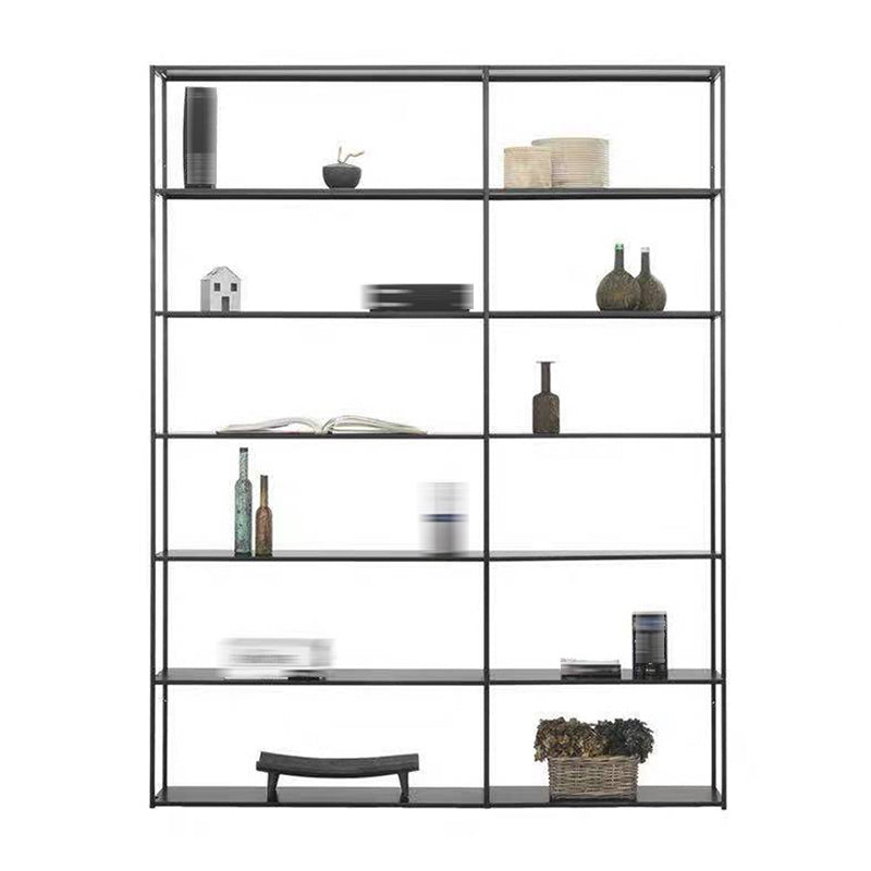 Open Back Bookshelf Contemporary Style Bookcase for Office Study Room 63"L x 11.8"W x 70.9"H Black Clearhalo 'Bookcases' 'furn' 'furn_bookcases' 'Furniture' 'furniture_bookcases' 'Office Furniture' 5021855