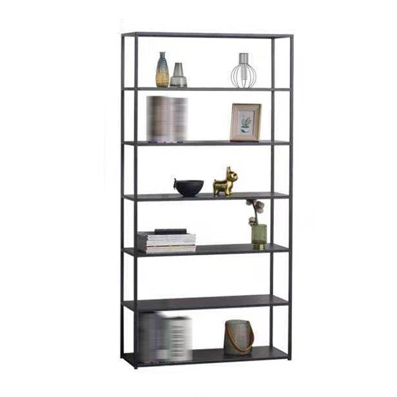 Open Back Bookshelf Contemporary Style Bookcase for Office Study Room 35.4"L x 11.8"W x 70.9"H Black Clearhalo 'Bookcases' 'furn' 'furn_bookcases' 'Furniture' 'furniture_bookcases' 'Office Furniture' 5021863