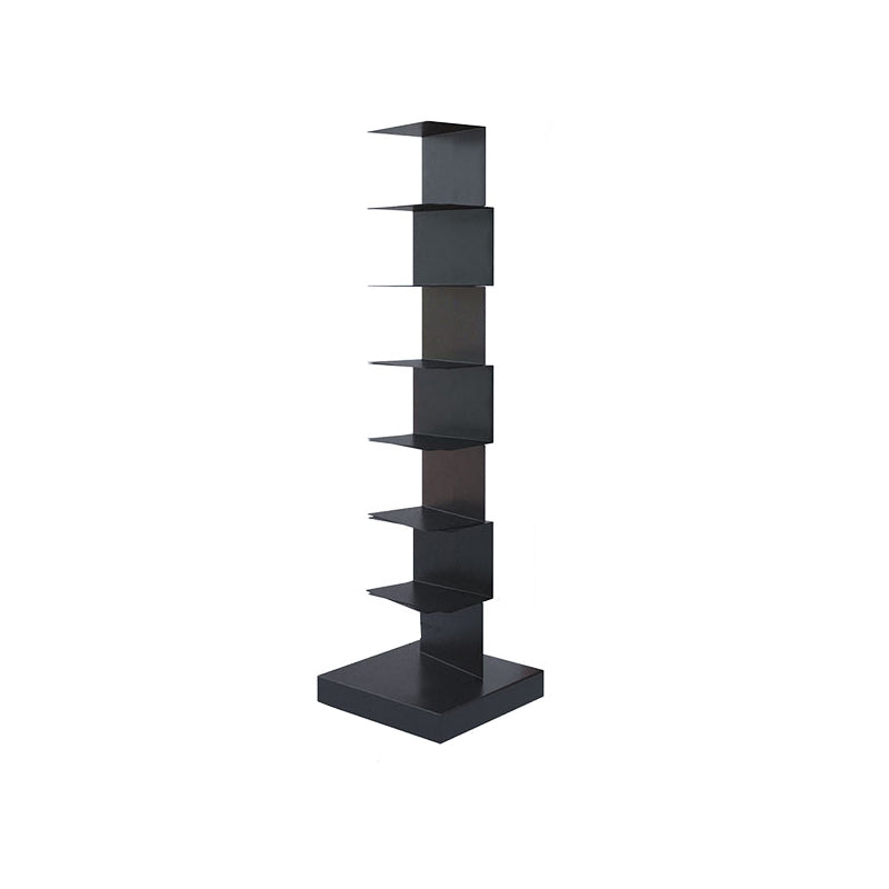 Contemporary Corner Bookcase Geometry Vertical Bookshelf for Living Room 13.8"L x 13.8"W x 49.6"H Black Clearhalo 'Bookcases' 'furn' 'furn_bookcases' 'Furniture' 'furniture_bookcases' 'Office Furniture' 5021874