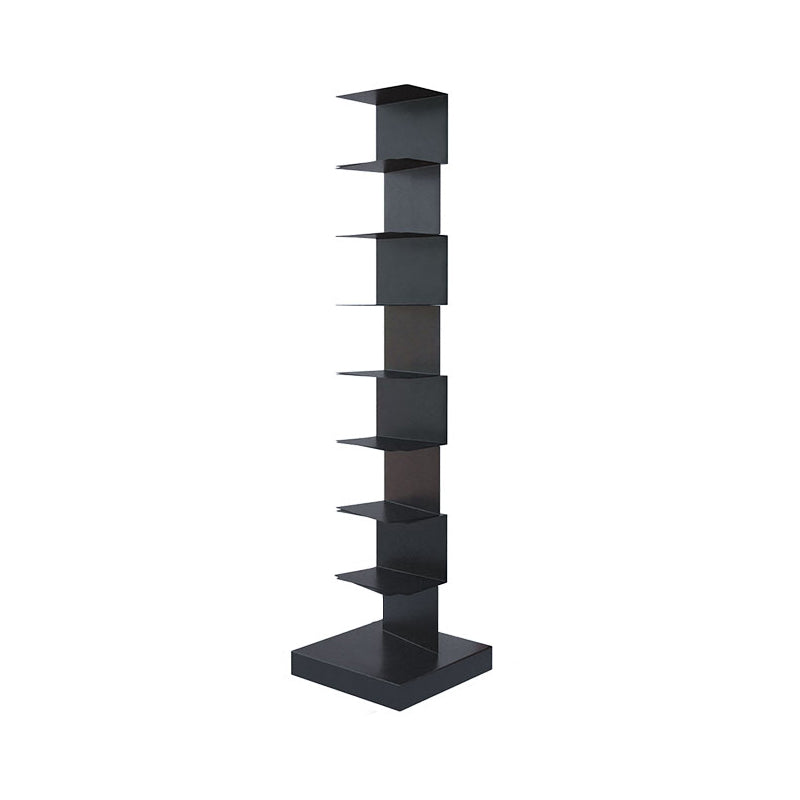 Contemporary Corner Bookcase Geometry Vertical Bookshelf for Living Room 13.8"L x 13.8"W x 56.7"H Black Clearhalo 'Bookcases' 'furn' 'furn_bookcases' 'Furniture' 'furniture_bookcases' 'Office Furniture' 5021875