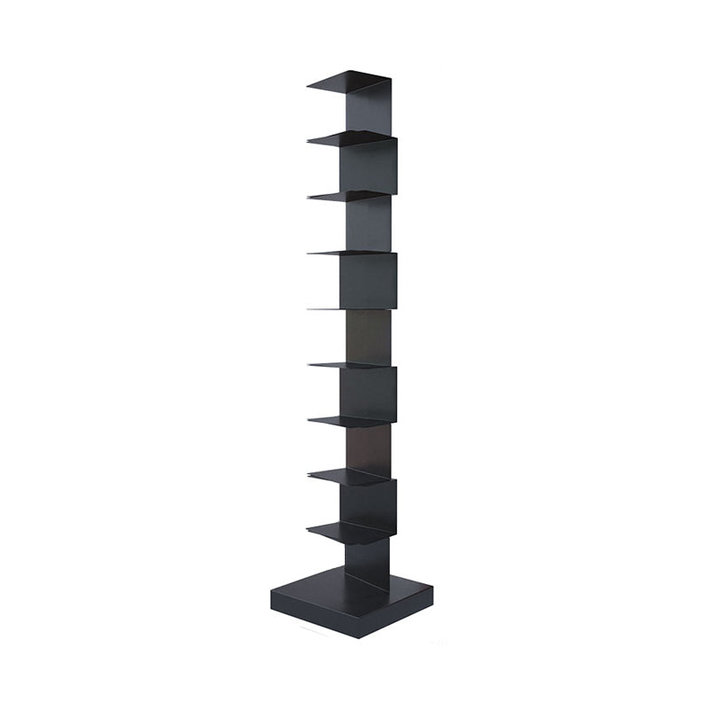 Contemporary Corner Bookcase Geometry Vertical Bookshelf for Living Room 13.8"L x 13.8"W x 63.4"H Black Clearhalo 'Bookcases' 'furn' 'furn_bookcases' 'Furniture' 'furniture_bookcases' 'Office Furniture' 5021877