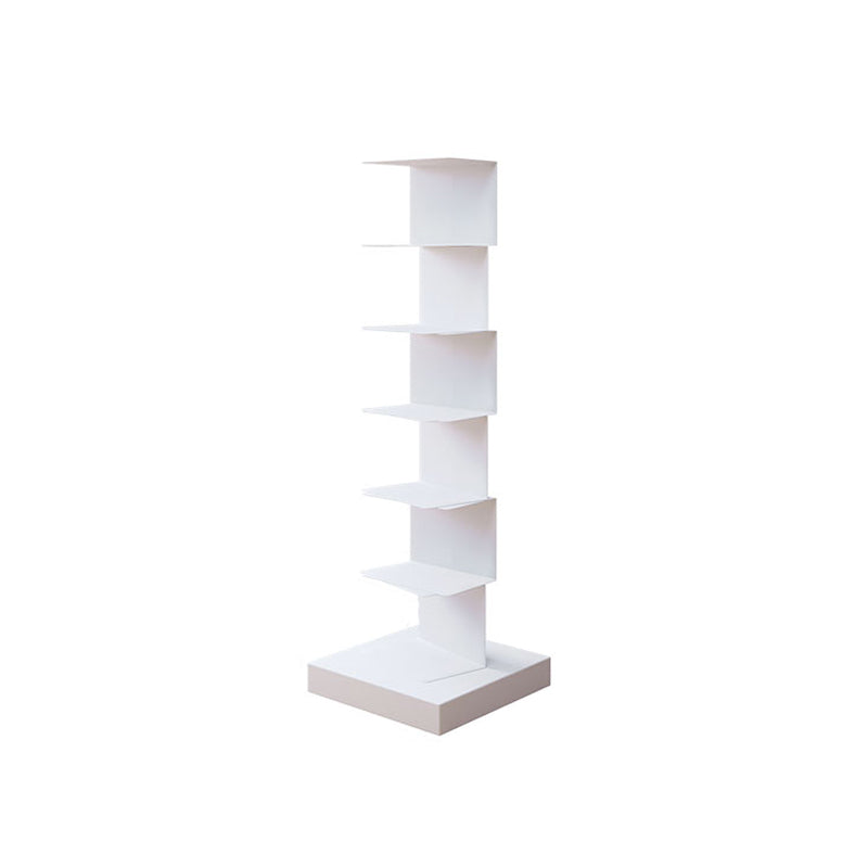Contemporary Corner Bookcase Geometry Vertical Bookshelf for Living Room 13.8"L x 13.8"W x 42.9"H White Clearhalo 'Bookcases' 'furn' 'furn_bookcases' 'Furniture' 'furniture_bookcases' 'Office Furniture' 5021884