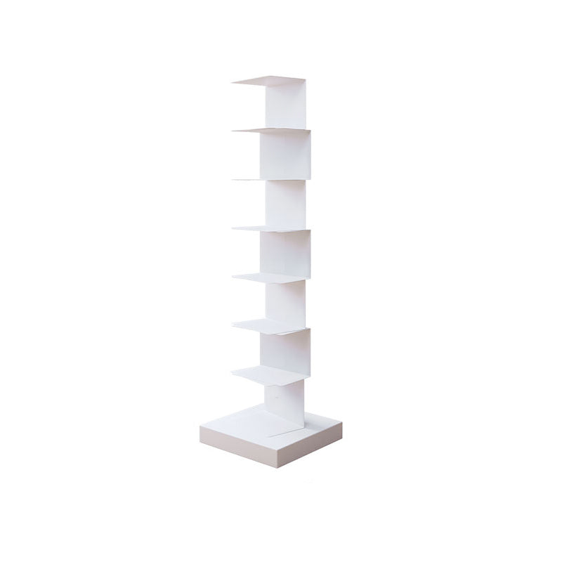Contemporary Corner Bookcase Geometry Vertical Bookshelf for Living Room 13.8"L x 13.8"W x 49.6"H White Clearhalo 'Bookcases' 'furn' 'furn_bookcases' 'Furniture' 'furniture_bookcases' 'Office Furniture' 5021885
