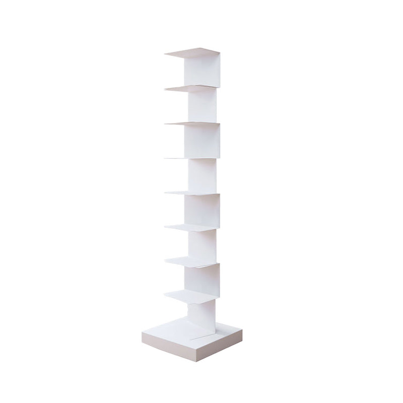 Contemporary Corner Bookcase Geometry Vertical Bookshelf for Living Room 13.8"L x 13.8"W x 56.7"H White Clearhalo 'Bookcases' 'furn' 'furn_bookcases' 'Furniture' 'furniture_bookcases' 'Office Furniture' 5021887