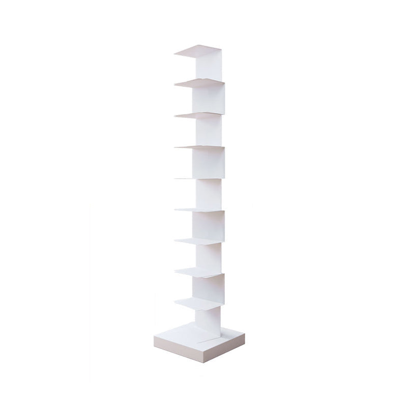 Contemporary Corner Bookcase Geometry Vertical Bookshelf for Living Room 13.8"L x 13.8"W x 63.4"H White Clearhalo 'Bookcases' 'furn' 'furn_bookcases' 'Furniture' 'furniture_bookcases' 'Office Furniture' 5021889