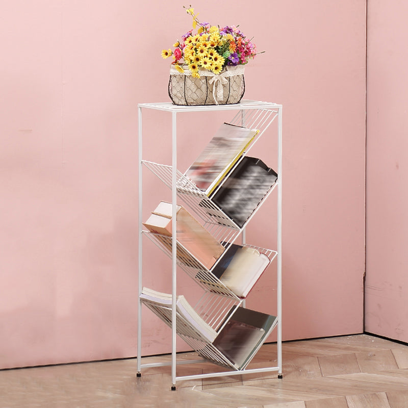 Contemporary Corner Bookcase Geometry Vertical Bookshelf for Living Room 15.7"L x 9.8"W x 35"H White Clearhalo 'Bookcases' 'furn' 'furn_bookcases' 'Furniture' 'furniture_bookcases' 'Office Furniture' 5021891