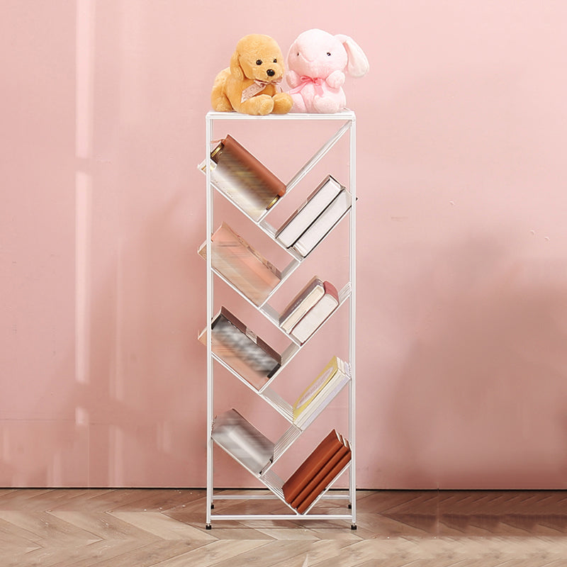 Contemporary Corner Bookcase Geometry Vertical Bookshelf for Living Room 15.7"L x 9.8"W x 44.1"H White Clearhalo 'Bookcases' 'furn' 'furn_bookcases' 'Furniture' 'furniture_bookcases' 'Office Furniture' 5021892