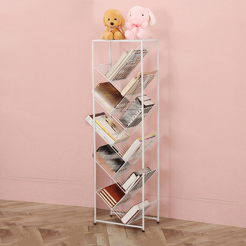 Contemporary Corner Bookcase Geometry Vertical Bookshelf for Living Room 15.7"L x 9.8"W x 52"H White Clearhalo 'Bookcases' 'furn' 'furn_bookcases' 'Furniture' 'furniture_bookcases' 'Office Furniture' 5021893