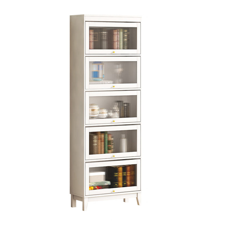 Urban Vertical Standard Bookcase White Manufactured Wood Bookshelf with Glass Doors 23.6"L x 13.9"W x 81.5"H Clearhalo 'Bookcases' 'furn' 'furn_bookcases' 'Furniture' 'furniture_bookcases' 'Office Furniture' 5021907