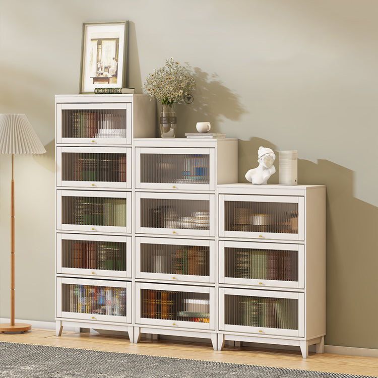 Urban Vertical Standard Bookcase White Manufactured Wood Bookshelf with Glass Doors Clearhalo 'Bookcases' 'furn' 'furn_bookcases' 'Furniture' 'furniture_bookcases' 'Office Furniture' 5021908