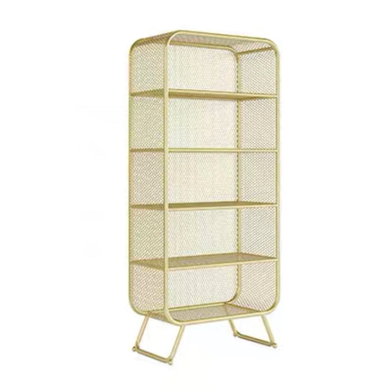 Iron Modern Standard Bookshelf Closed Back Vertical Bookcase for Home 31"L x 16"W x 71"H Gold Clearhalo 'Bookcases' 'furn' 'furn_bookcases' 'Furniture' 'furniture_bookcases' 'Office Furniture' 5021947