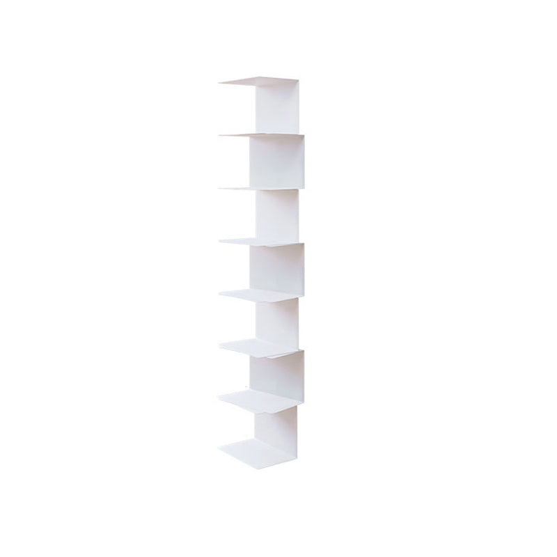 Contemporary Corner Bookshelf Closed Back Iron Vertical Bookcase 9.1"L x 5.9"W x 45.5"H White Clearhalo 'Bookcases' 'furn' 'furn_bookcases' 'Furniture' 'furniture_bookcases' 'Office Furniture' 5021963