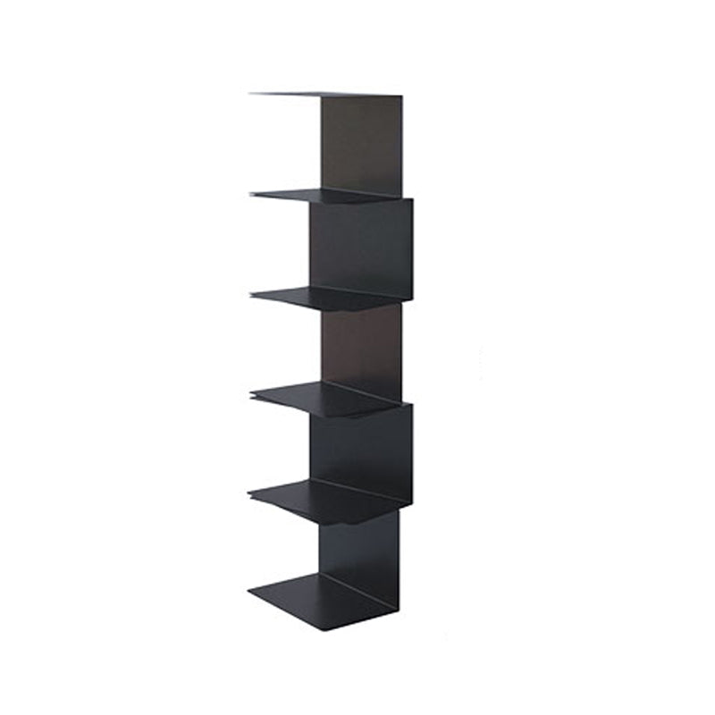 Contemporary Corner Bookshelf Closed Back Iron Vertical Bookcase 9.1"L x 5.9"W x 32.5"H Black Clearhalo 'Bookcases' 'furn' 'furn_bookcases' 'Furniture' 'furniture_bookcases' 'Office Furniture' 5021964