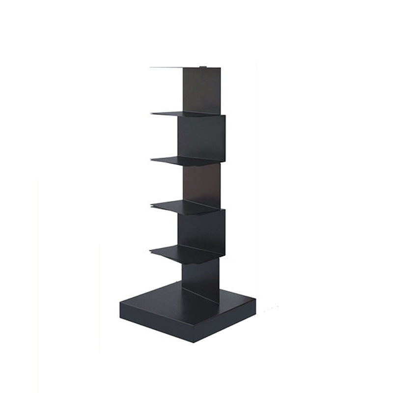 Contemporary Corner Bookshelf Closed Back Iron Vertical Bookcase 13.8"L x 13.8"W x 36.2"H Black Clearhalo 'Bookcases' 'furn' 'furn_bookcases' 'Furniture' 'furniture_bookcases' 'Office Furniture' 5021967