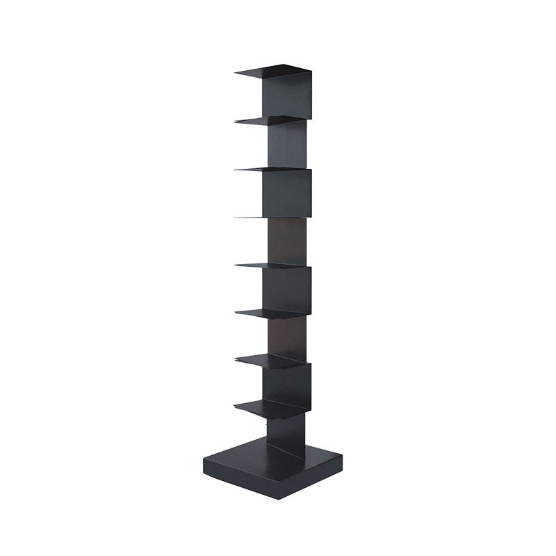 Contemporary Corner Bookshelf Closed Back Iron Vertical Bookcase 13.8"L x 13.8"W x 56.7"H Black Clearhalo 'Bookcases' 'furn' 'furn_bookcases' 'Furniture' 'furniture_bookcases' 'Office Furniture' 5021972