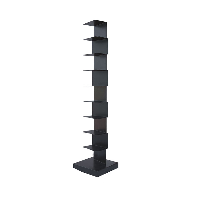 Contemporary Corner Bookshelf Closed Back Iron Vertical Bookcase 13.8"L x 13.8"W x 63.4"H Black Clearhalo 'Bookcases' 'furn' 'furn_bookcases' 'Furniture' 'furniture_bookcases' 'Office Furniture' 5021974