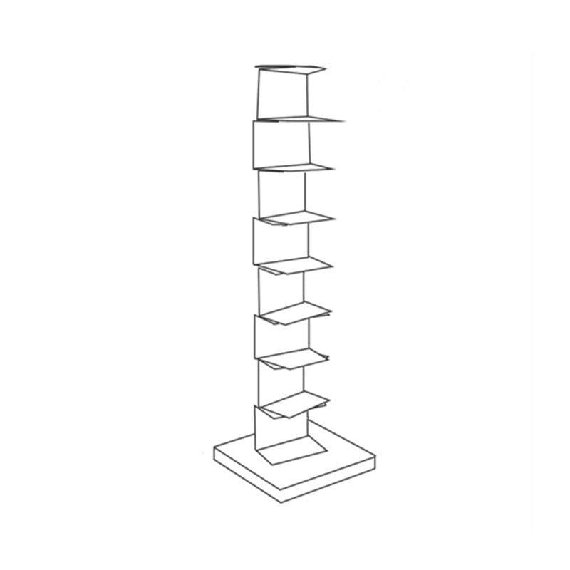 Contemporary Corner Bookshelf Closed Back Iron Vertical Bookcase 13.8"L x 13.8"W x 56.7"H White Clearhalo 'Bookcases' 'furn' 'furn_bookcases' 'Furniture' 'furniture_bookcases' 'Office Furniture' 5021979