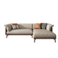 Grey Modern Loose Back Sofa & Chaise 23.68" H Pillow Top Armed Sofa, Genuine Leather 107"L x 71"W x 33"H Clearhalo 'furn' 'furn_sectionals' 'Furniture' 'furniture_sectionals' 'Living Room Furniture' 'Sectionals' 5022565