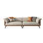 Grey Modern Loose Back Sofa & Chaise 23.68" H Pillow Top Armed Sofa, Genuine Leather 140"L x 37"W x 33"H Clearhalo 'furn' 'furn_sectionals' 'Furniture' 'furniture_sectionals' 'Living Room Furniture' 'Sectionals' 5022567