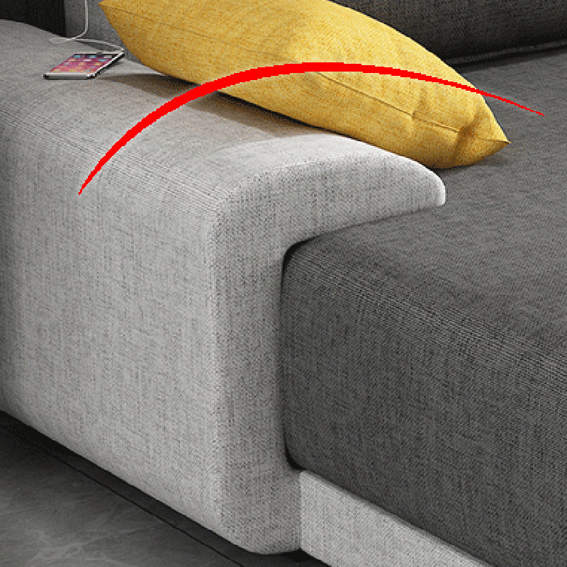 Mid Century Modern Sofa&Chaise 4-seat Pillows Sofa for Living Room Clearhalo 'furn' 'furn_sectionals' 'Furniture' 'furniture_sectionals' 'Living Room Furniture' 'Sectionals' 5022596