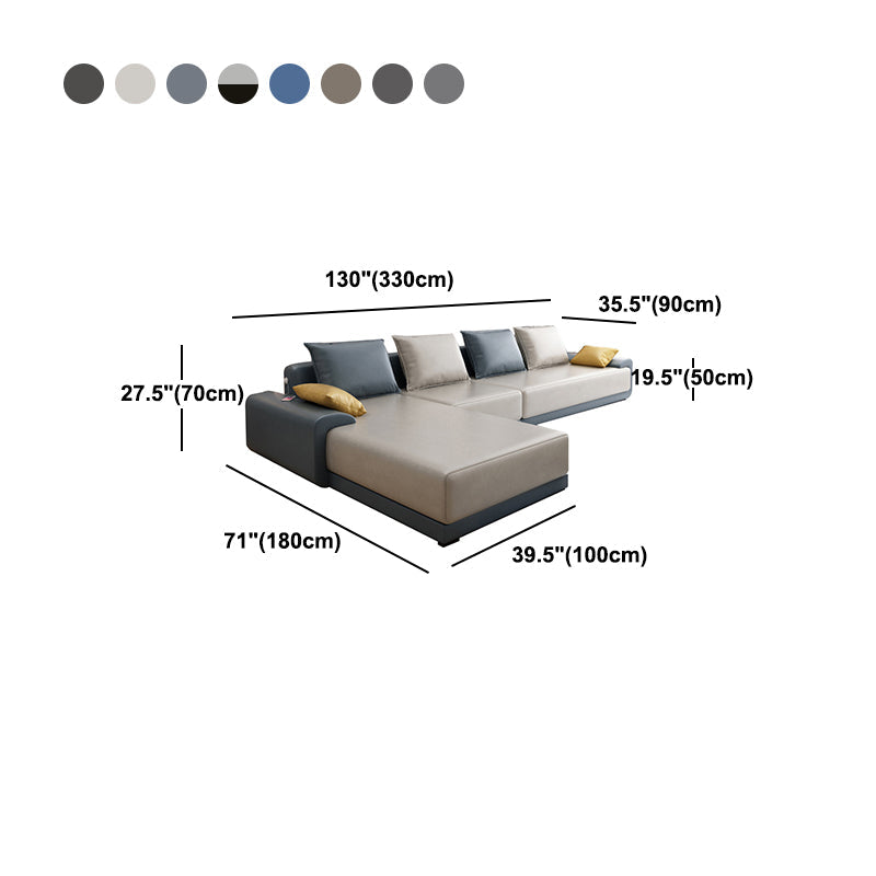 Mid Century Modern Sofa&Chaise 4-seat Pillows Sofa for Living Room Clearhalo 'furn' 'furn_sectionals' 'Furniture' 'furniture_sectionals' 'Living Room Furniture' 'Sectionals' 5022598