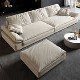 Faux Leather Loose Back Sofa White 31.5" H Pillow Top Arm Sofa& Chaise Clearhalo 'furn' 'furn_sectionals' 'Furniture' 'furniture_sectionals' 'Living Room Furniture' 'Sectionals' 5022602