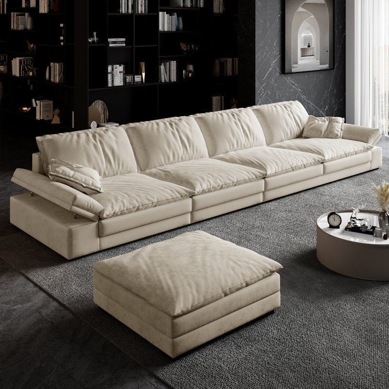 Faux Leather Loose Back Sofa White 31.5" H Pillow Top Arm Sofa& Chaise Clearhalo 'furn' 'furn_sectionals' 'Furniture' 'furniture_sectionals' 'Living Room Furniture' 'Sectionals' 5022605