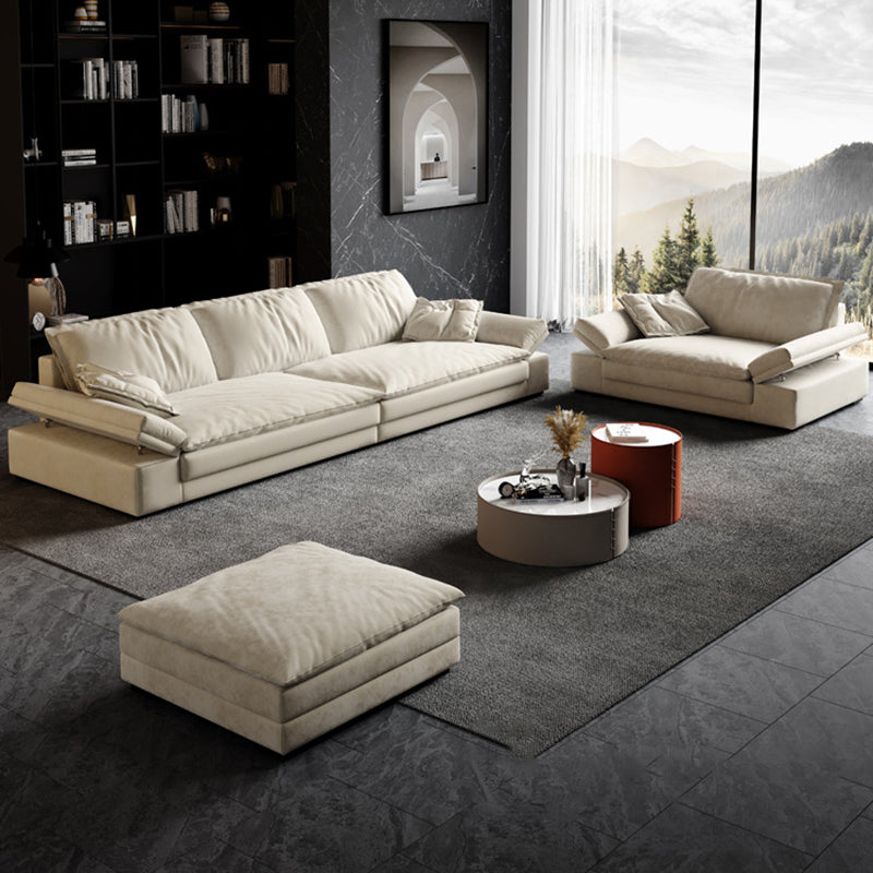 Faux Leather Loose Back Sofa White 31.5" H Pillow Top Arm Sofa& Chaise Clearhalo 'furn' 'furn_sectionals' 'Furniture' 'furniture_sectionals' 'Living Room Furniture' 'Sectionals' 5022609