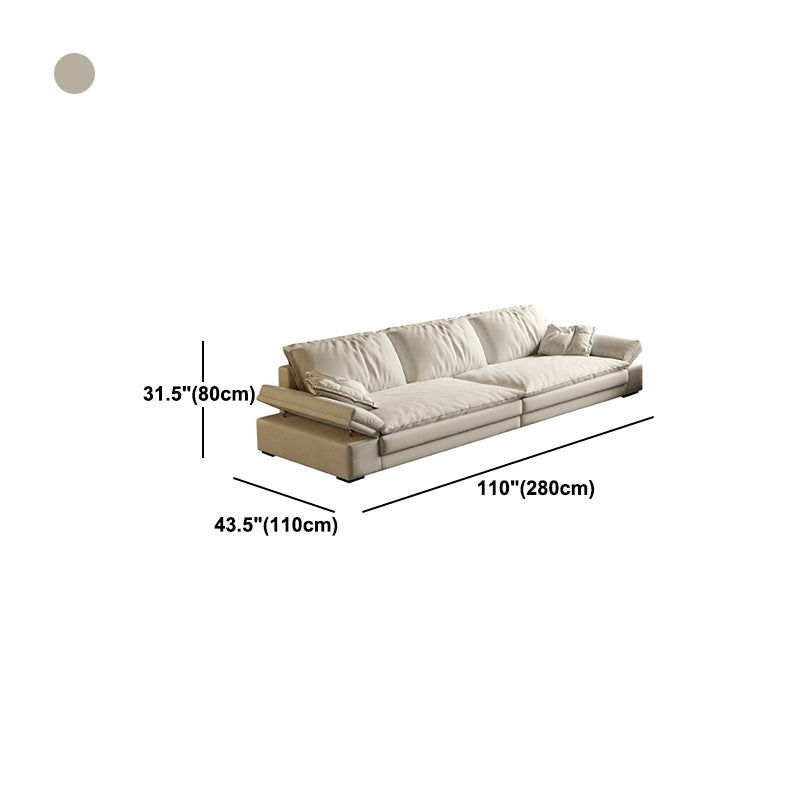 Faux Leather Loose Back Sofa White 31.5" H Pillow Top Arm Sofa& Chaise Clearhalo 'furn' 'furn_sectionals' 'Furniture' 'furniture_sectionals' 'Living Room Furniture' 'Sectionals' 5022622
