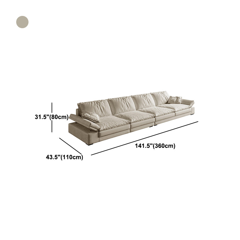 Faux Leather Loose Back Sofa White 31.5" H Pillow Top Arm Sofa& Chaise Clearhalo 'furn' 'furn_sectionals' 'Furniture' 'furniture_sectionals' 'Living Room Furniture' 'Sectionals' 5022624
