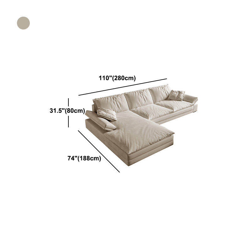 Faux Leather Loose Back Sofa White 31.5" H Pillow Top Arm Sofa& Chaise Clearhalo 'furn' 'furn_sectionals' 'Furniture' 'furniture_sectionals' 'Living Room Furniture' 'Sectionals' 5022625