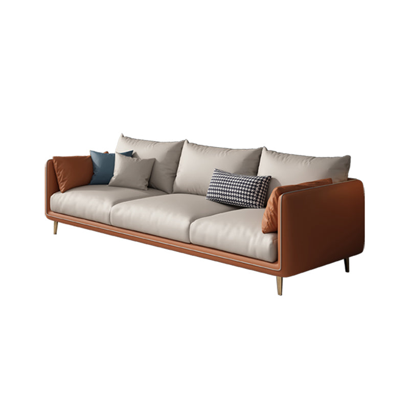Scandinavian Faux Leather Straight Arm Sofa/Sectional with Stain-Resistant Clearhalo 'furn' 'furn_sectionals' 'Furniture' 'furniture_sectionals' 'Living Room Furniture' 'Sectionals' 5022655
