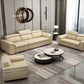 Genuine Leather Sectional Sofa 35.43"High Cushion Back Sofa with Storage,Beige Clearhalo 'furn' 'furn_sectionals' 'Furniture' 'furniture_sectionals' 'Living Room Furniture' 'Sectionals' 5022709
