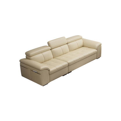 Genuine Leather Sectional Sofa 35.43"High Cushion Back Sofa with Storage,Beige 107.5"L x 38"W x 35"H Without Ottoman Clearhalo 'furn' 'furn_sectionals' 'Furniture' 'furniture_sectionals' 'Living Room Furniture' 'Sectionals' 5022711