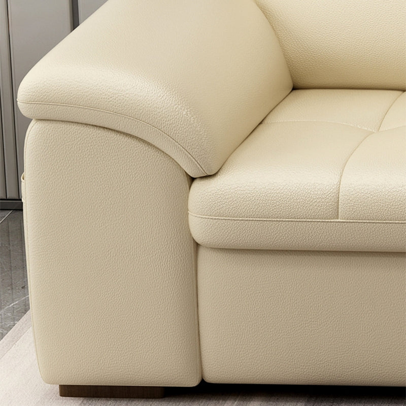 Genuine Leather Sectional Sofa 35.43"High Cushion Back Sofa with Storage,Beige Clearhalo 'furn' 'furn_sectionals' 'Furniture' 'furniture_sectionals' 'Living Room Furniture' 'Sectionals' 5022713