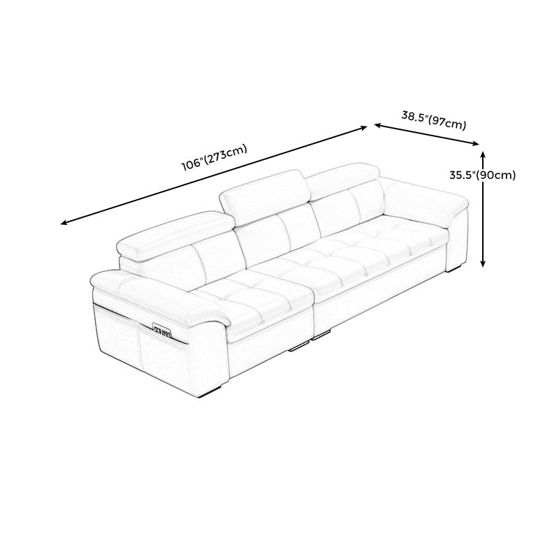 Genuine Leather Sectional Sofa 35.43"High Cushion Back Sofa with Storage,Beige Clearhalo 'furn' 'furn_sectionals' 'Furniture' 'furniture_sectionals' 'Living Room Furniture' 'Sectionals' 5022718