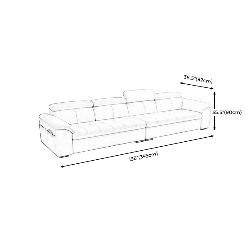 Genuine Leather Sectional Sofa 35.43"High Cushion Back Sofa with Storage,Beige Clearhalo 'furn' 'furn_sectionals' 'Furniture' 'furniture_sectionals' 'Living Room Furniture' 'Sectionals' 5022719