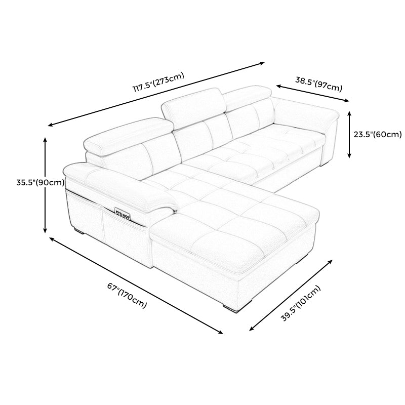 Genuine Leather Sectional Sofa 35.43"High Cushion Back Sofa with Storage,Beige Clearhalo 'furn' 'furn_sectionals' 'Furniture' 'furniture_sectionals' 'Living Room Furniture' 'Sectionals' 5022720