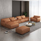 Scandinavian Tan Faux Leather Straight Arm Sofa/Sectionals with Stain-Resistant Clearhalo 'furn' 'furn_sectionals' 'Furniture' 'furniture_sectionals' 'Living Room Furniture' 'Sectionals' 5022725