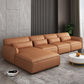Scandinavian Tan Faux Leather Straight Arm Sofa/Sectionals with Stain-Resistant 134"L x 71"W x 29.5"H Latex Without Ottoman Clearhalo 'furn' 'furn_sectionals' 'Furniture' 'furniture_sectionals' 'Living Room Furniture' 'Sectionals' 5022728