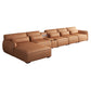 Scandinavian Tan Faux Leather Straight Arm Sofa/Sectionals with Stain-Resistant 177"L x 71"W x 29.5"H Without Ottoman Clearhalo 'furn' 'furn_sectionals' 'Furniture' 'furniture_sectionals' 'Living Room Furniture' 'Sectionals' 5022732