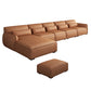 Scandinavian Tan Faux Leather Straight Arm Sofa/Sectionals with Stain-Resistant 161"L x 71"W x 29.5"H With Ottoman Clearhalo 'furn' 'furn_sectionals' 'Furniture' 'furniture_sectionals' 'Living Room Furniture' 'Sectionals' 5022735